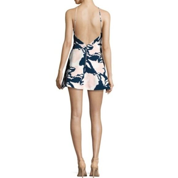KEEPSAKE the Label Navy Blush Pink Floral Halter Neck Fit & Flare Mini Dress - Picture 2 of 11